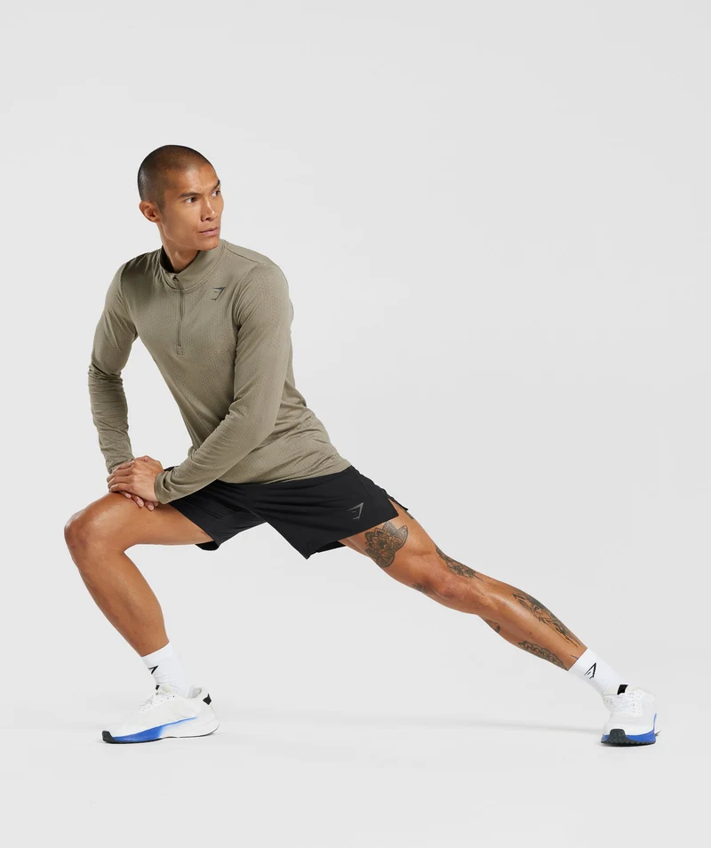 Gymshark Sport Seamless 1/4 Zip - Linen Brown/Camo Brown