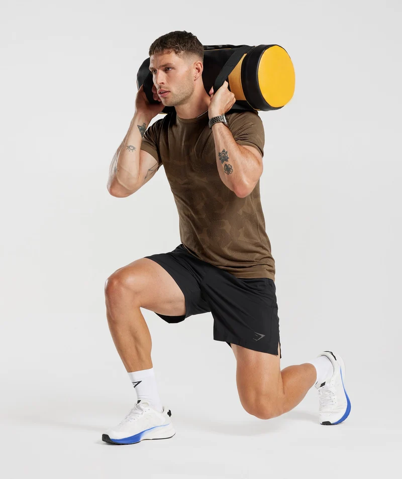 Gymshark Sport Seamless T-Shirt - Fossil Brown/Black
