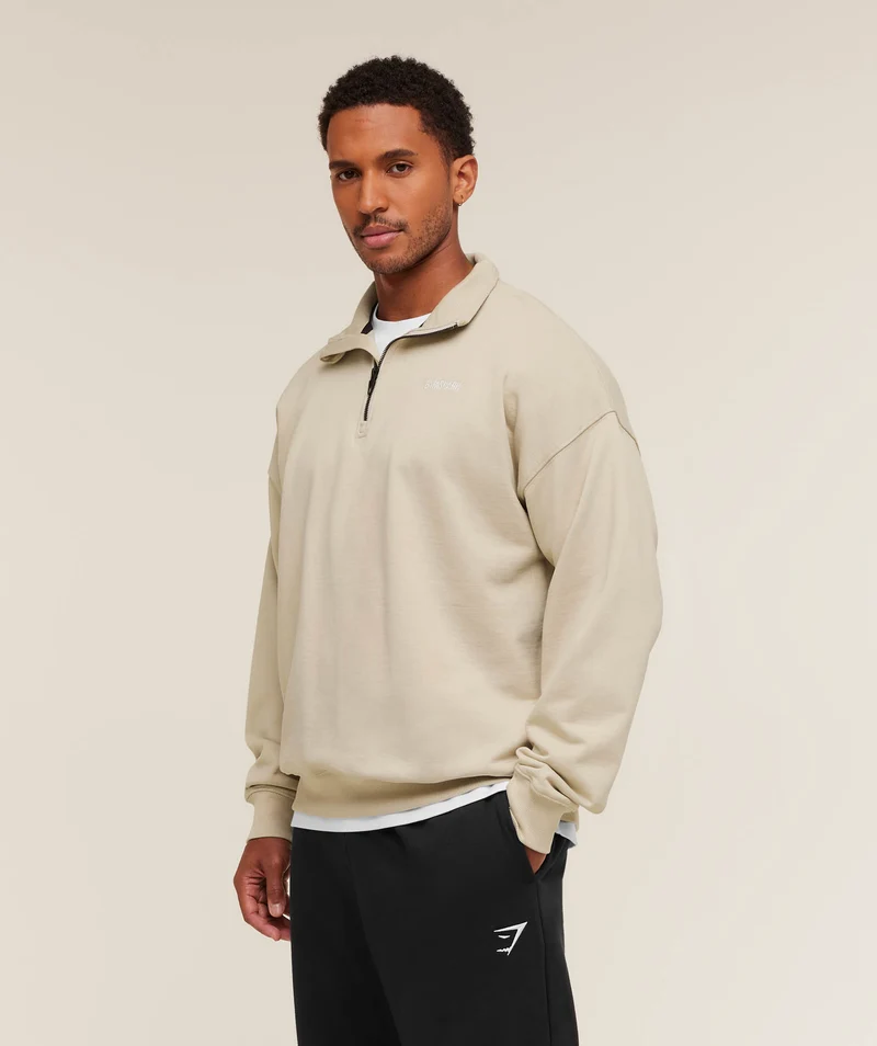 Gymshark Rest Day Sweats 1/4 Zip - Pebble Grey