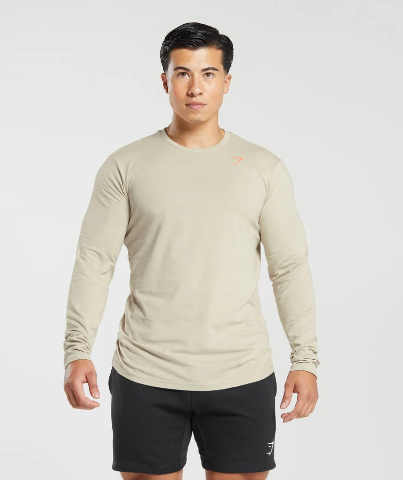 Gymshark GS Lifting Club Long Sleeve T-Shirt - Washed Stone Brown