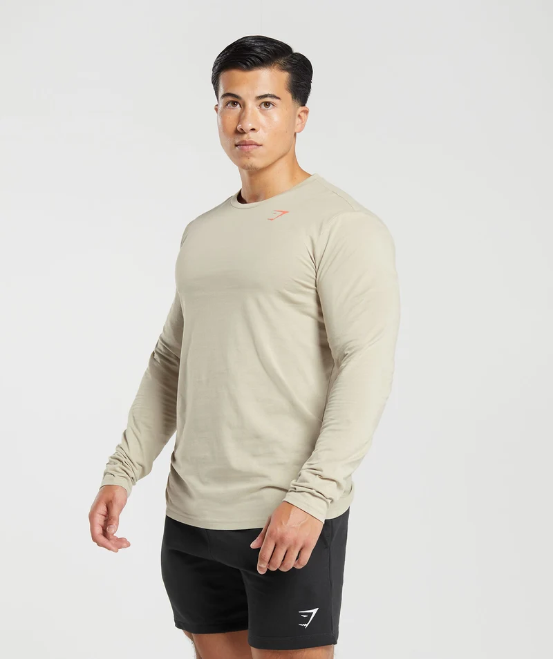 Gymshark GS Lifting Club Long Sleeve T-Shirt - Washed Stone Brown