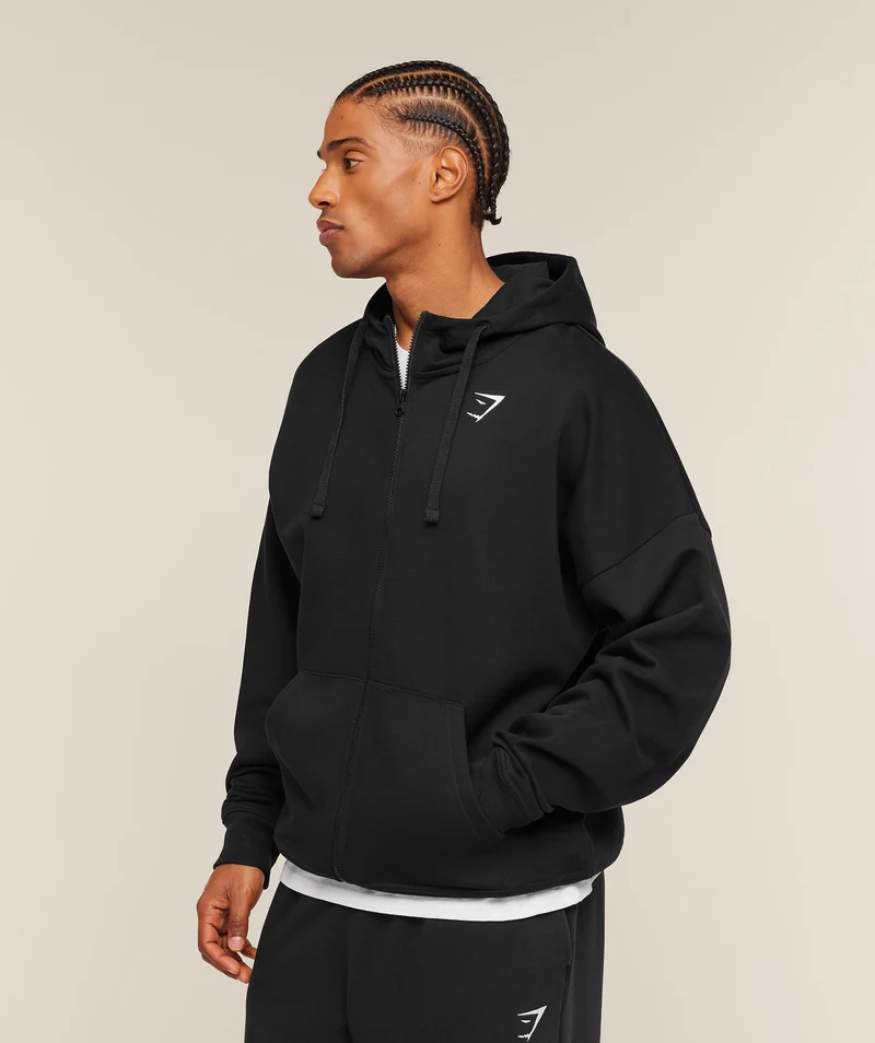Gymshark Essential Oversized Zip Up Hoodie - Black