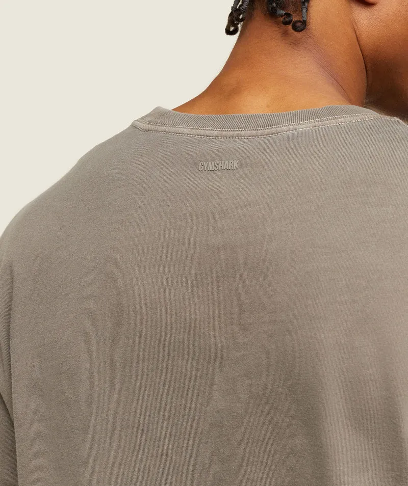 Gymshark Lifestyle Relaxed Long Sleeve Tee - Linen Brown