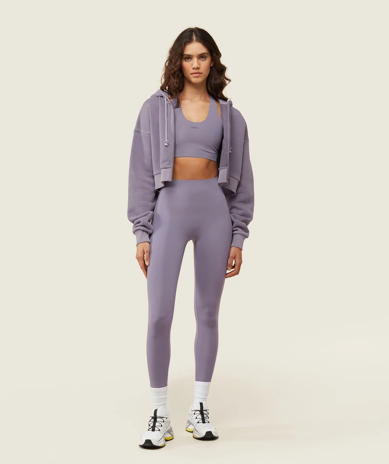 Gymshark Comfort Cropped Full Zip Hoodie - Fog Purple/Pigment Garment Dye + Wash