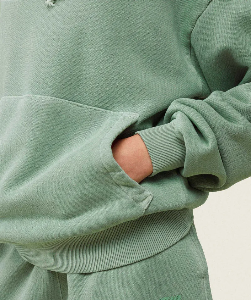 Gymshark Comfort Oversized Hoodie - Dollar Green/Pigment Garment Dye + Wash