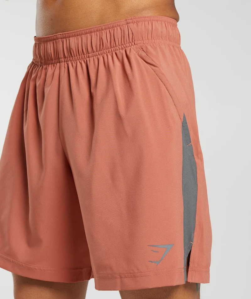 Gymshark Sport 7" Shorts - Persimmon Red/Silhouette Grey