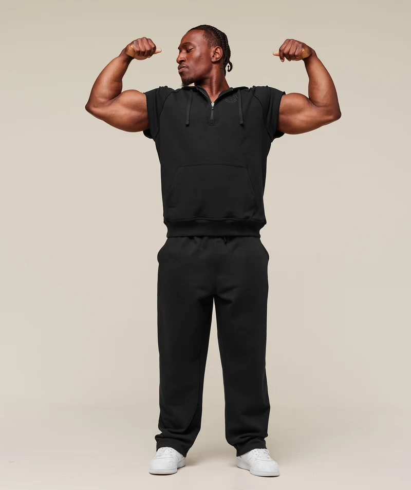 Gymshark Legacy 1/4 Zip Cap Sleeve Hoodie - Black