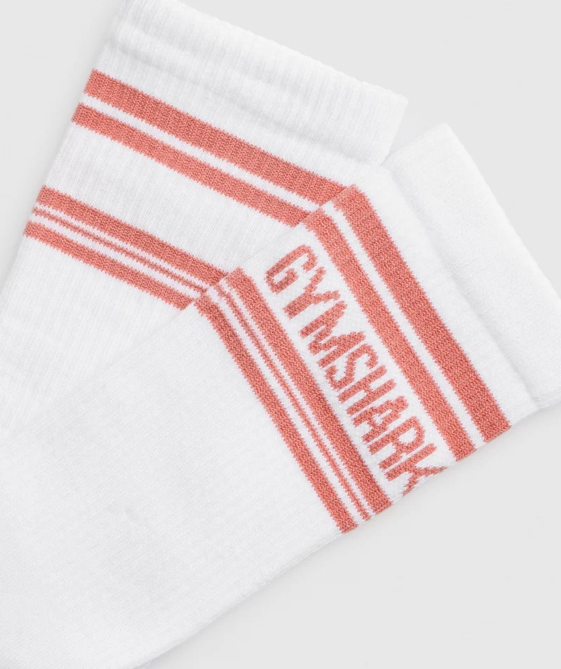 Gymshark Stripe Crew Single - White/Sunbaked Pink