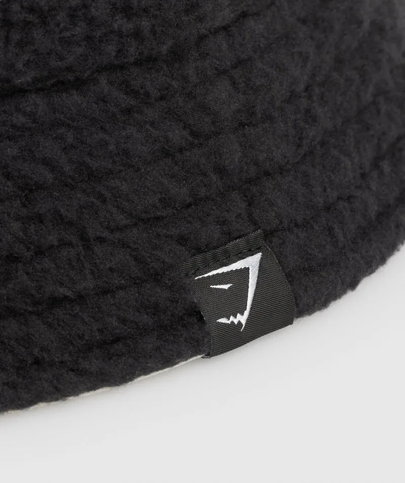 Gymshark Fleece Reversible Bucket Hat - Black/Pebble Grey