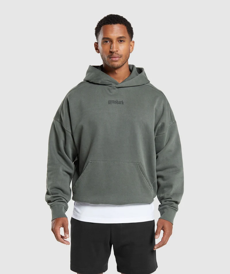 Gymshark Rest Day Heavyweight Hoodie - Deep Olive Green/Pigment Dye