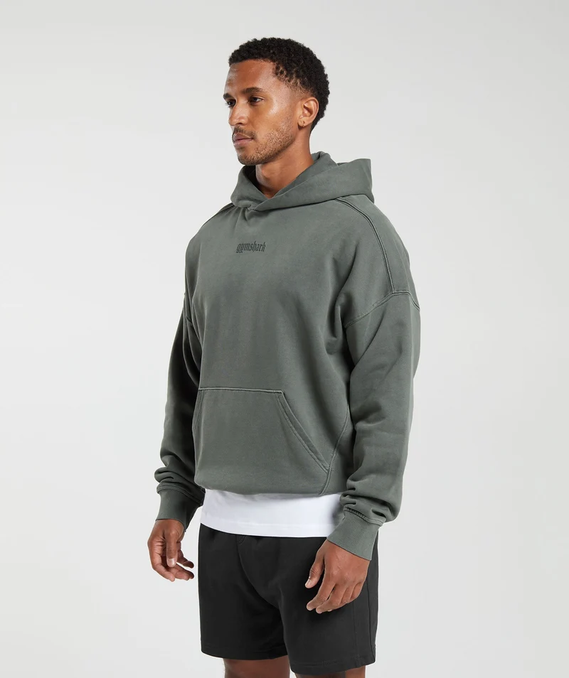 Gymshark Rest Day Heavyweight Hoodie - Deep Olive Green/Pigment Dye