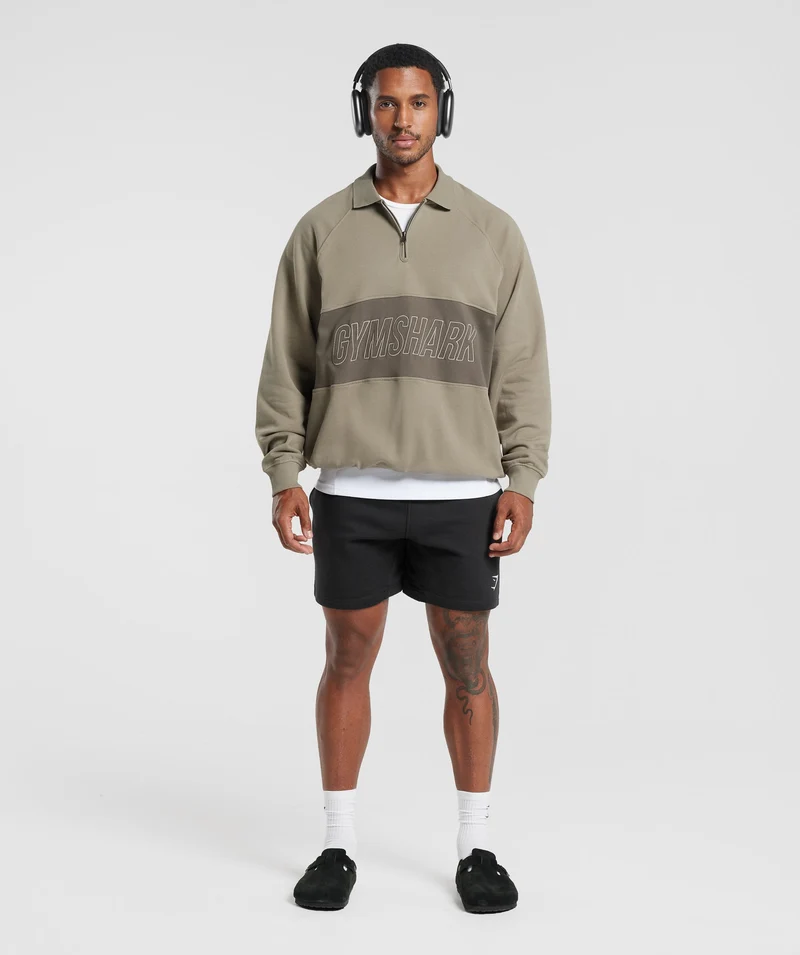 Gymshark Rest Day Essentials Sweatshirt Polo - Linen Brown/Camo Brown