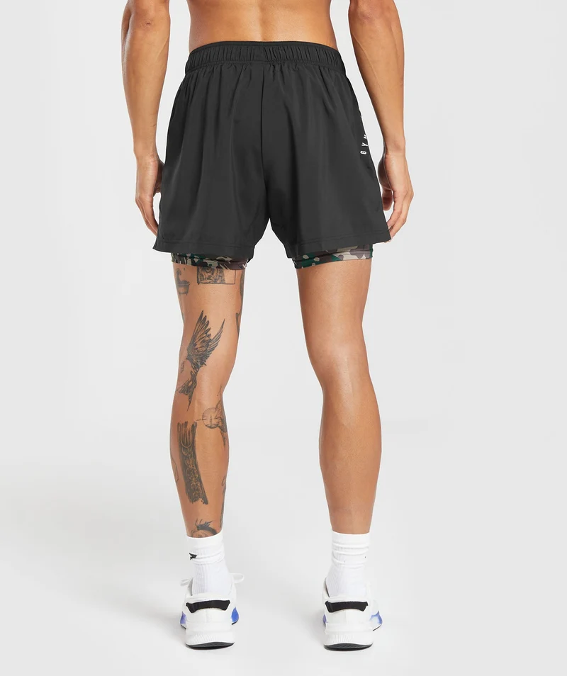 Gymshark Sport 5" 2-in-1 Shorts - Black/Cement Brown