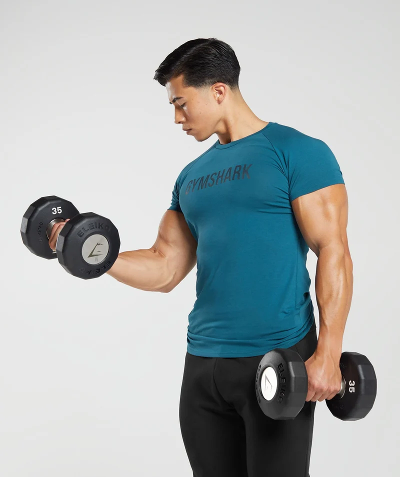 Gymshark Apollo Muscle Fit Short Sleeve T-Shirt - Atlantic Blue