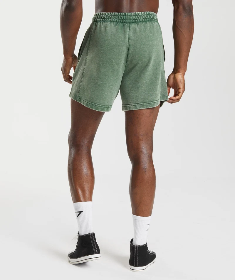 Gymshark Power Washed 5" Shorts - Iguana Green
