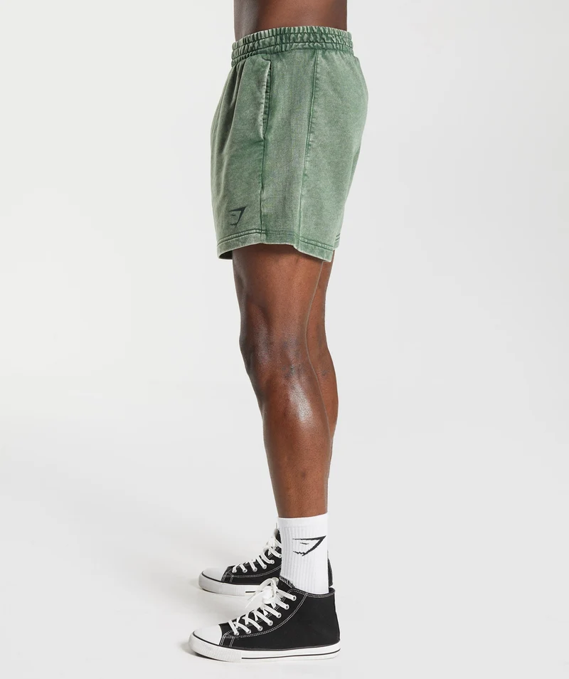 Gymshark Power Washed 5" Shorts - Iguana Green