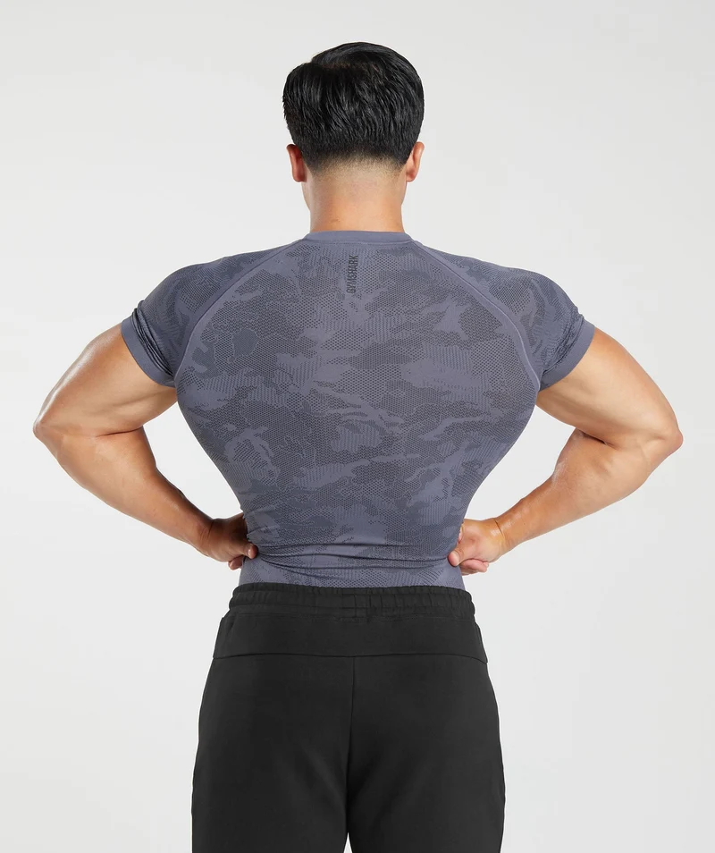 Gymshark Geo Seamless T-Shirt - Dewberry Purple/Black
