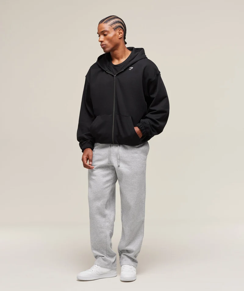 Gymshark Crest Straight Leg Joggers - Light Grey Core Marl