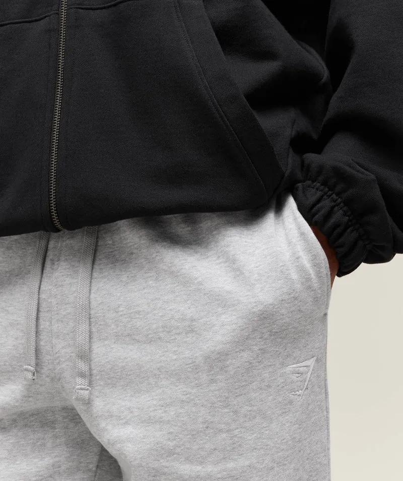 Gymshark Crest Straight Leg Joggers - Light Grey Core Marl