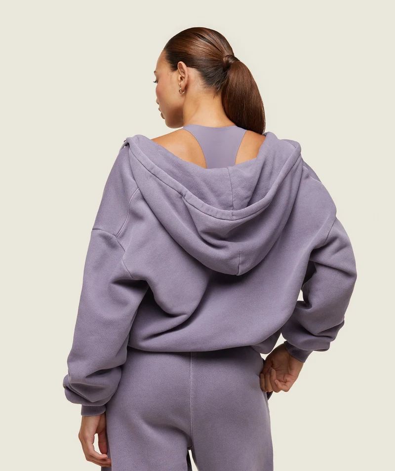 Gymshark Comfort Oversized Full Zip Hoodie - Fog Purple/Pigment Garment Dye + Wash