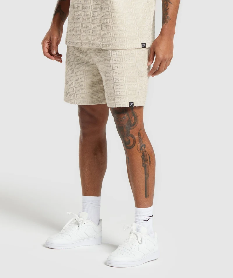 Gymshark Towelling 7" Shorts - Pebble Grey