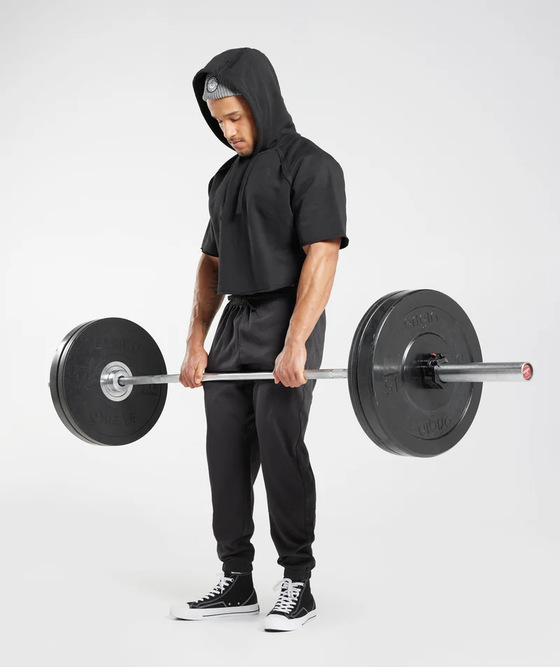 Gymshark Legacy Short Sleeve Crop Hoodie - Black