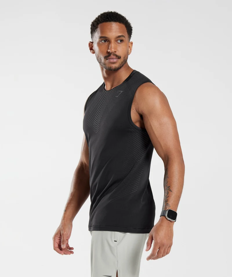 Gymshark Apex Seamless Tank - Black/Silhouette Grey