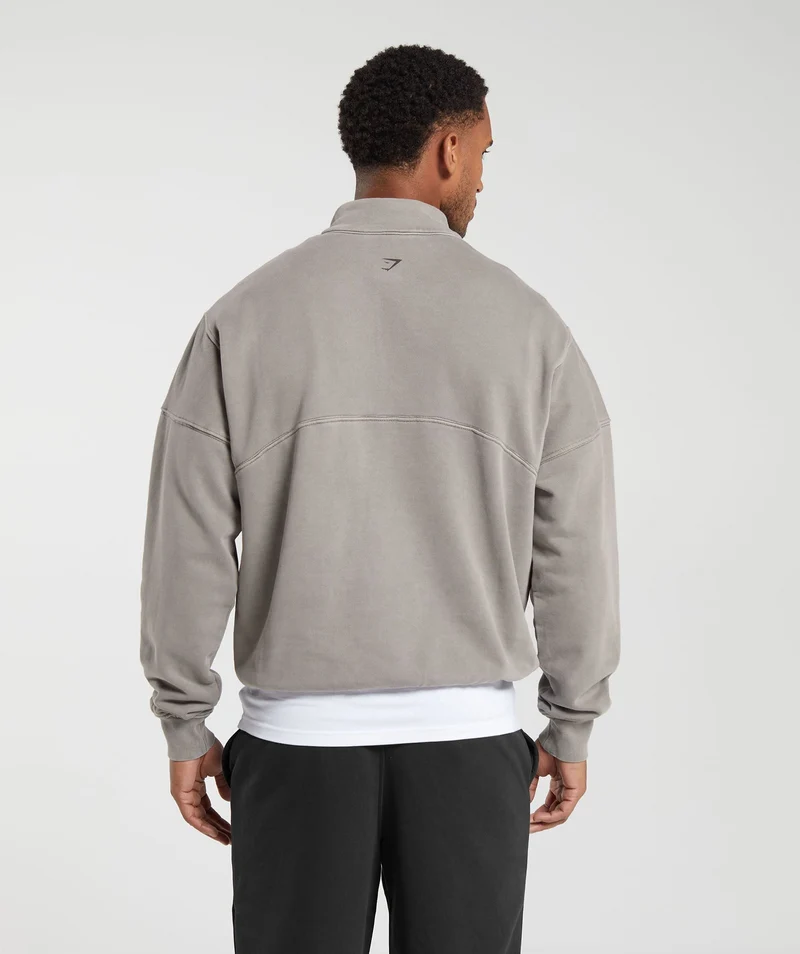 Gymshark Rest Day Heavyweight 1/4 Zip - Camo Brown/Pigment Dye