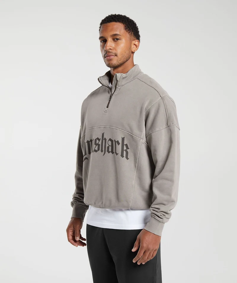Gymshark Rest Day Heavyweight 1/4 Zip - Camo Brown/Pigment Dye