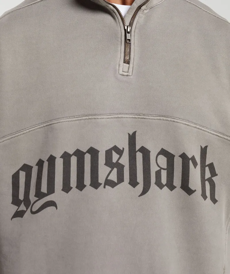 Gymshark Rest Day Heavyweight 1/4 Zip - Camo Brown/Pigment Dye