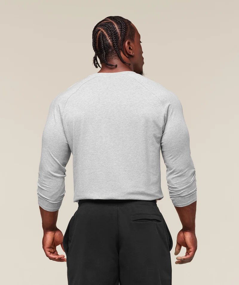 Gymshark Legacy Henley - Light Grey Marl
