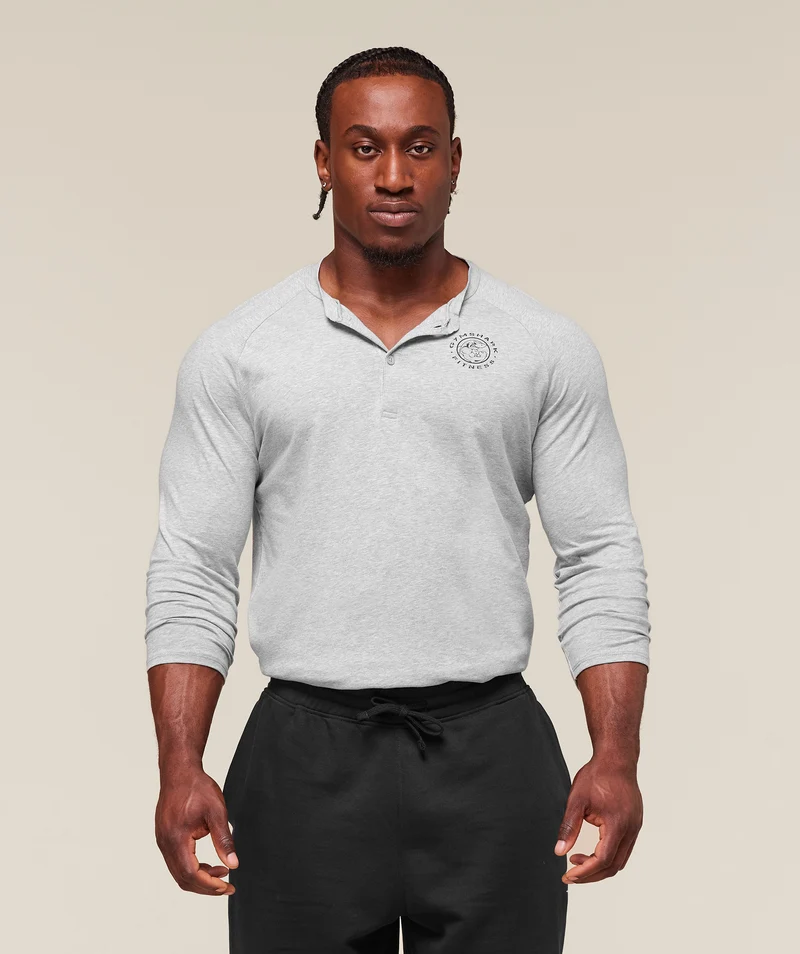 Gymshark Legacy Henley - Light Grey Marl