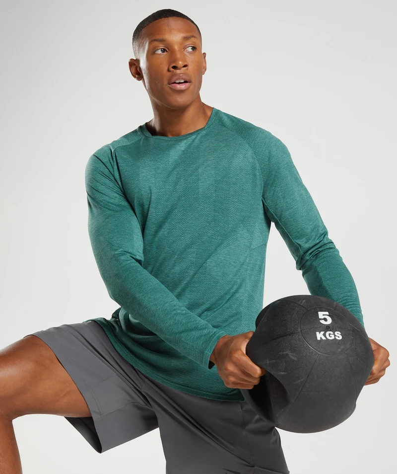 Gymshark Apex Long Sleeve T-shirt - Woodland Green/Hoya Green