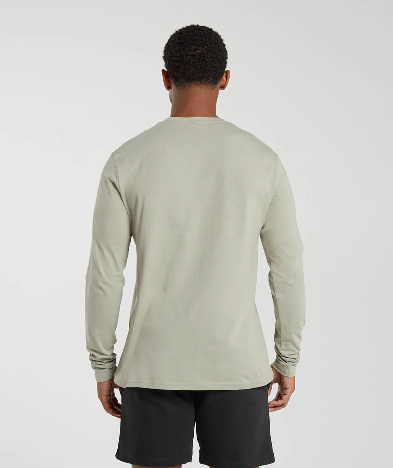 Gymshark Crest Long Sleeve T-Shirt - Stone Grey