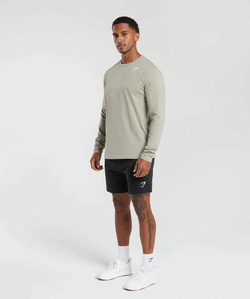 Gymshark Crest Long Sleeve T-Shirt - Stone Grey