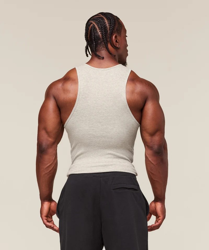 Gymshark Ribbed Tank 3 Pack - White/Black/Stone Grey Marl