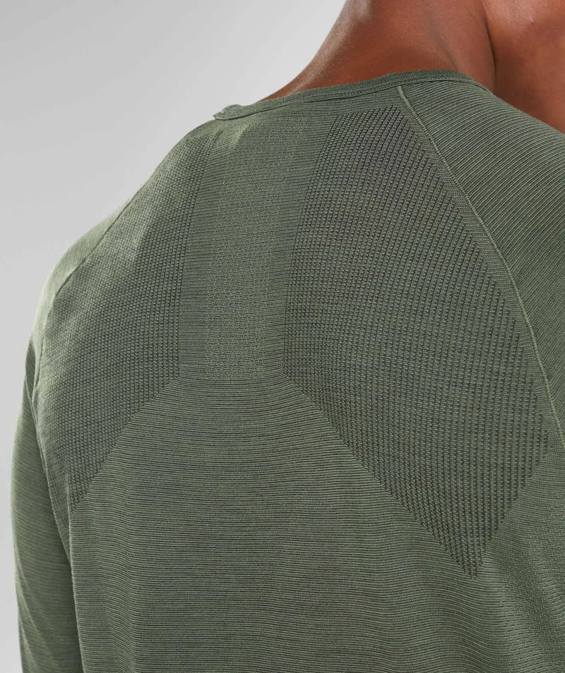 Gymshark Retake Seamless Long Sleeve T-Shirt - Core Olive/Black Marl
