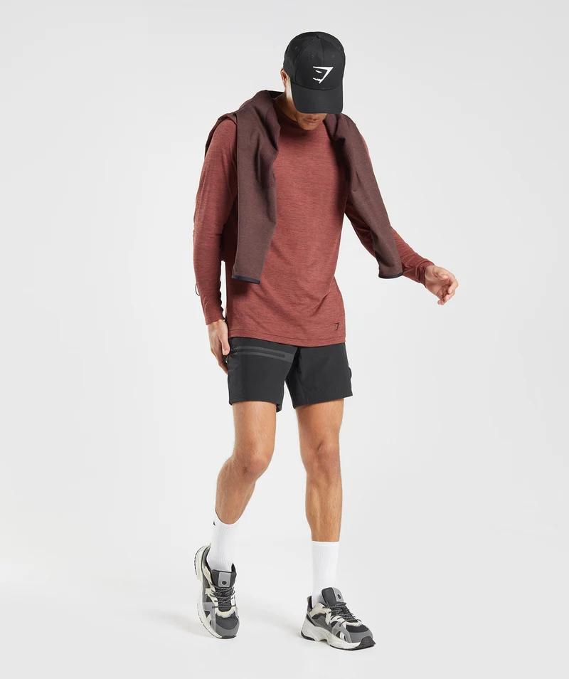 Gymshark Retake Seamless Long Sleeve T-Shirt - Rose Brown/Black Marl