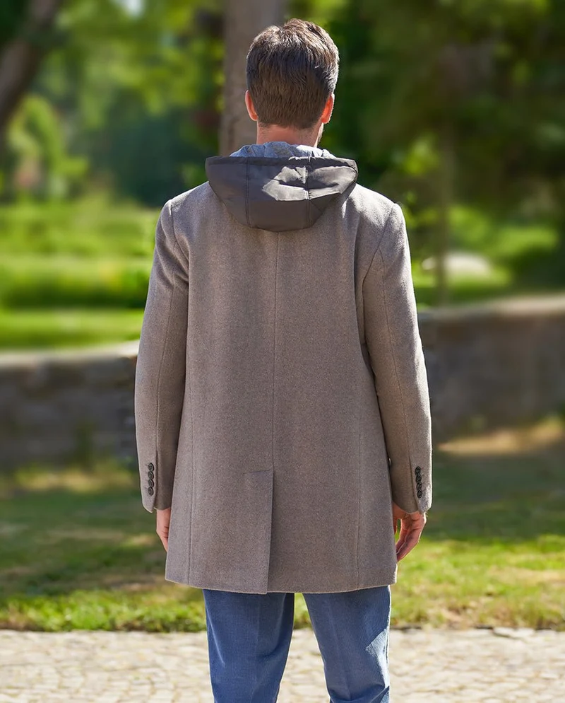 Herren Kurzmantel "Flynston" mit Westeneinsatz in taupe