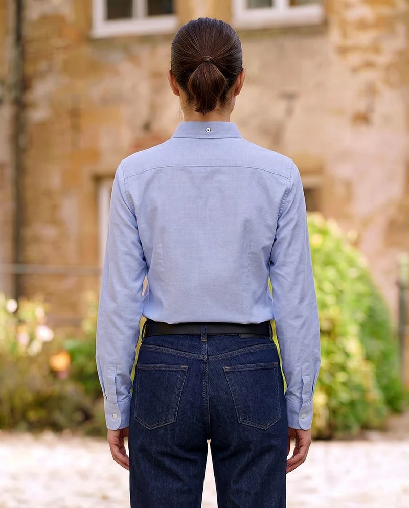 Button-Down Damenbluse "Stella" in blau melange