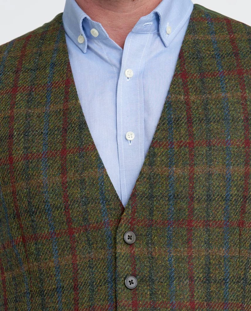 Harris Tweed Weste "Tailor" in red-blue Check