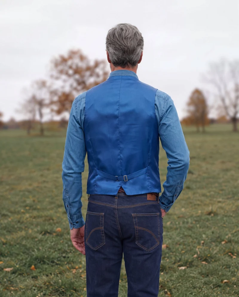 Tailor - Harris Tweed Weste in jeans herringbone