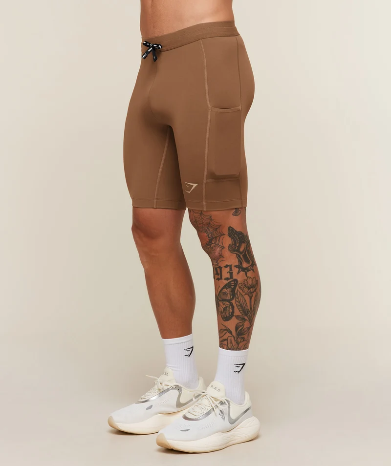 Gymshark Conditioning Club Half Tight - Trail Brown/Vanilla Beige