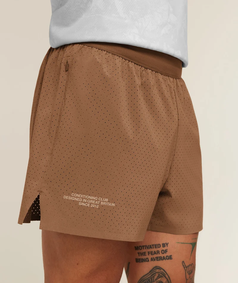 Gymshark Conditioning Club 4" Shorts - Trail Brown/Vanilla Beige