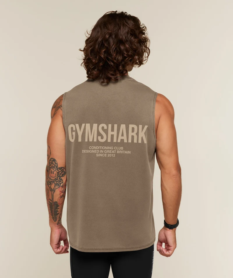 Gymshark Conditioning Club Washed Tank - Trail Brown/Vanilla Beige/Wash