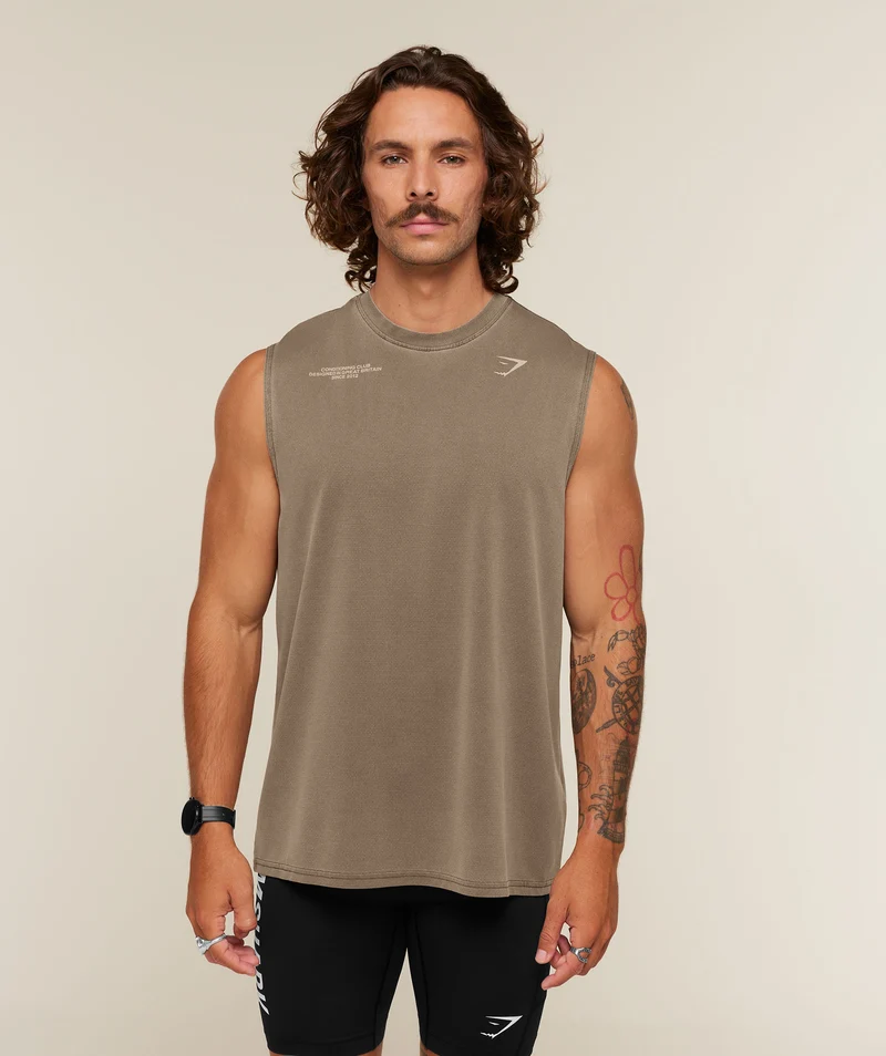 Gymshark Conditioning Club Washed Tank - Trail Brown/Vanilla Beige/Wash