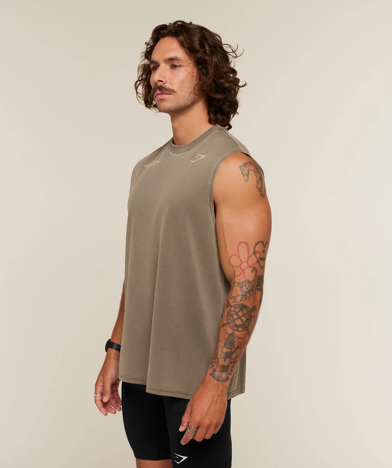 Gymshark Conditioning Club Washed Tank - Trail Brown/Vanilla Beige/Wash