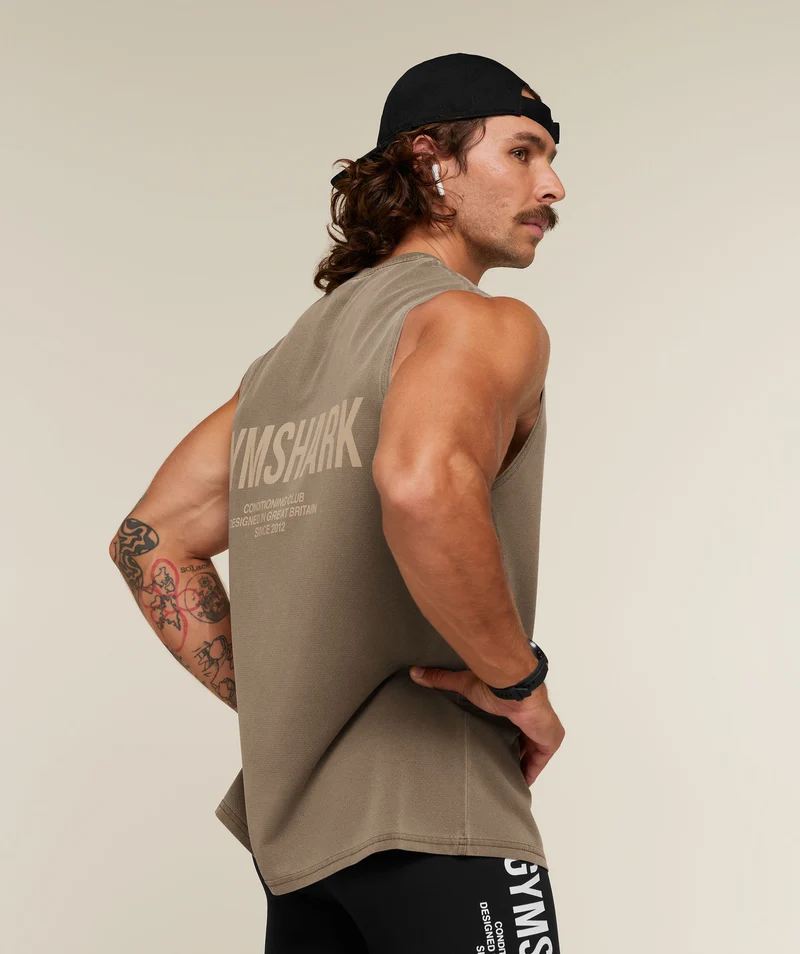 Gymshark Conditioning Club Washed Tank - Trail Brown/Vanilla Beige/Wash