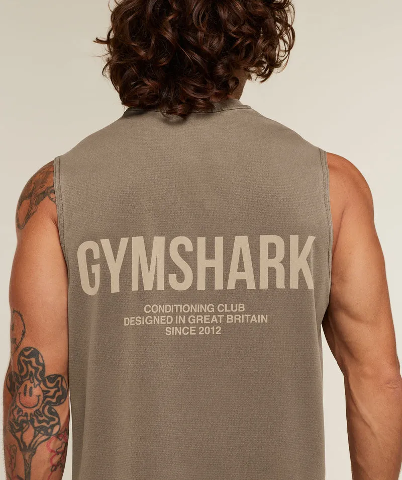 Gymshark Conditioning Club Washed Tank - Trail Brown/Vanilla Beige/Wash