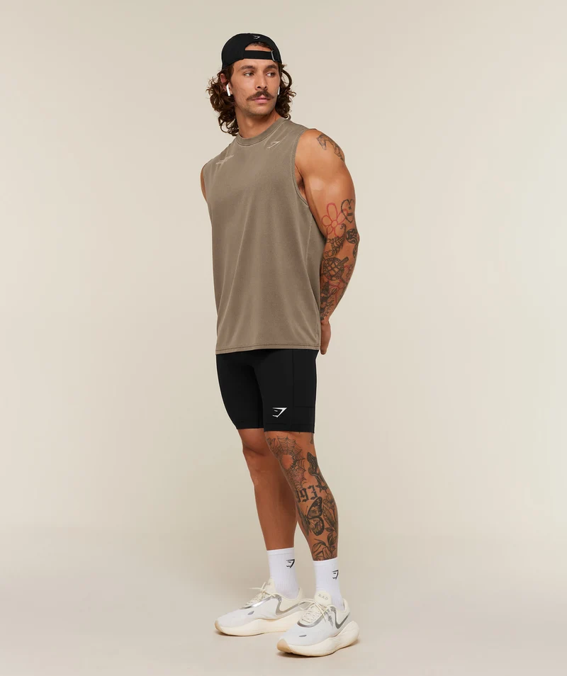 Gymshark Conditioning Club Washed Tank - Trail Brown/Vanilla Beige/Wash